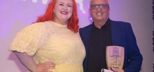 Colin Stewart receiving his award from Michelle McManus
